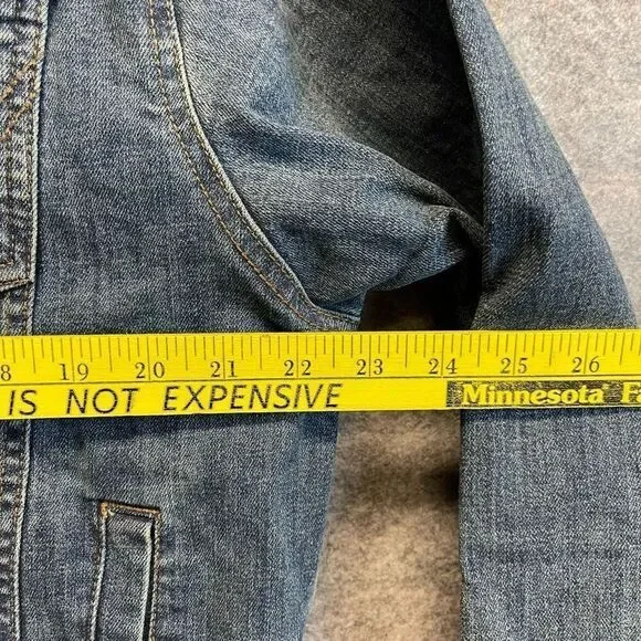 NWT WRANGLER X COLOSSEUM Oklahoma Jean Jacket Women's Large Blue Sooners OU New - Picture 10 of 16